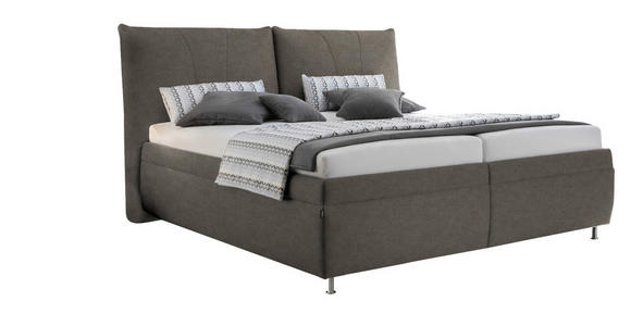 POLSTERBETT Matratze, gepolstertes Kopfteil, Lattenrost, Bettkasten Graubraun 180/200 cm  - Graubraun/Silberfarben, KONVENTIONELL, Holz/Textil (180/200cm) - Dieter Knoll