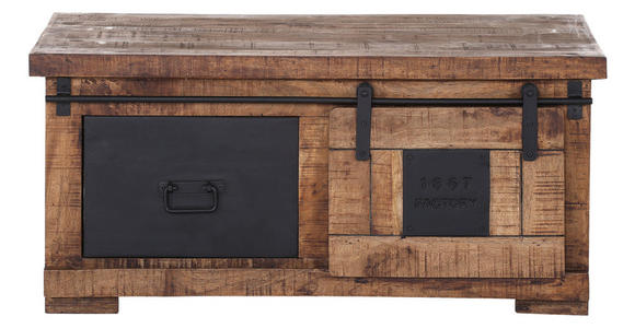 COUCHTISCH Mangoholz massiv 100/70/45 cm rechteckig Naturfarben, Schwarz  - Schwarz/Naturfarben, KONVENTIONELL, Holz/Holzwerkstoff (100/70/45cm) - Landscape