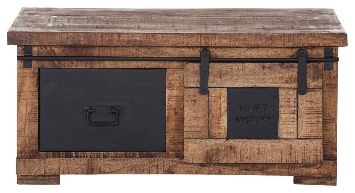 COUCHTISCH Mangoholz massiv 100/70/45 cm rechteckig Naturfarben, Schwarz  - Schwarz/Naturfarben, KONVENTIONELL, Holz/Holzwerkstoff (100/70/45cm) - Landscape