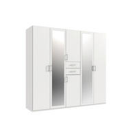 KLEIDERSCHRANK Weiss  - Weiss/Silberfarben, Modern, Glas/Holz (225/208/58cm) - P & B