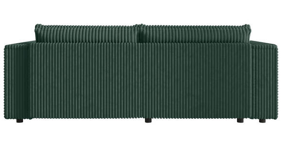 ECKSOFA Dunkelgrün Cord Zierkissen, Rückenkissen, Schlaffunktion, Rücken echt  - Dunkelgrün/Schwarz, MODERN, Kunststoff/Textil (153/250cm) - Xora