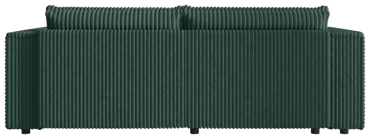 ECKSOFA Dunkelgrün Cord Zierkissen, Rückenkissen, Schlaffunktion, Rücken echt  - Dunkelgrün/Schwarz, MODERN, Kunststoff/Textil (153/250cm) - Xora