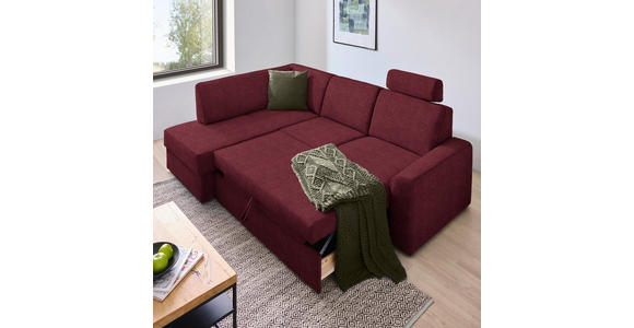 ECKSOFA in Webstoff Rot 165/224 cm - Rot/Schwarz, KONVENTIONELL, Kunststoff/Textil (165/224cm) - Xora
