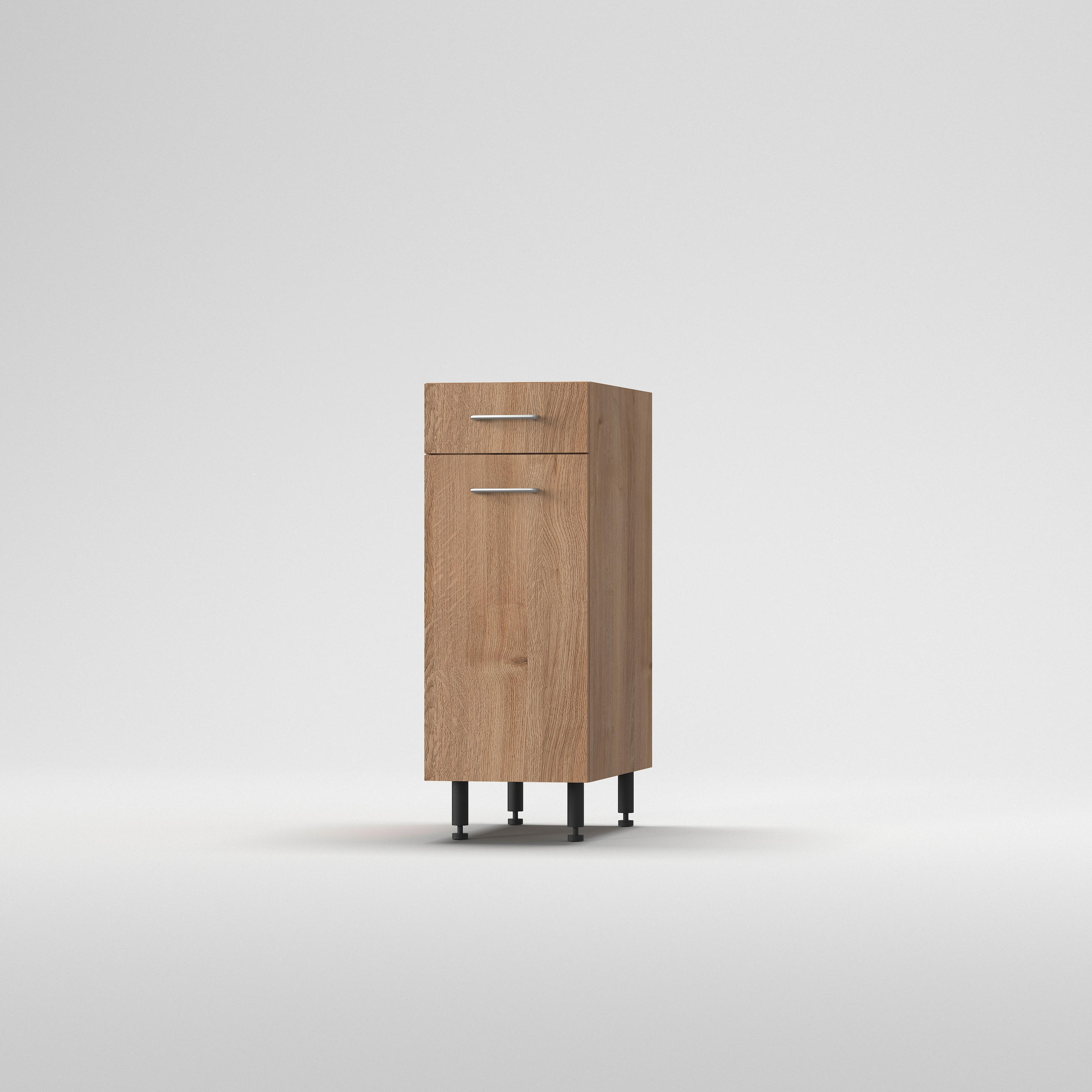 KONYHAI ALSÓSZEKRÉNY - tölgyfa, Basics, fa/fém (30/87/56cm) - Carryhome
