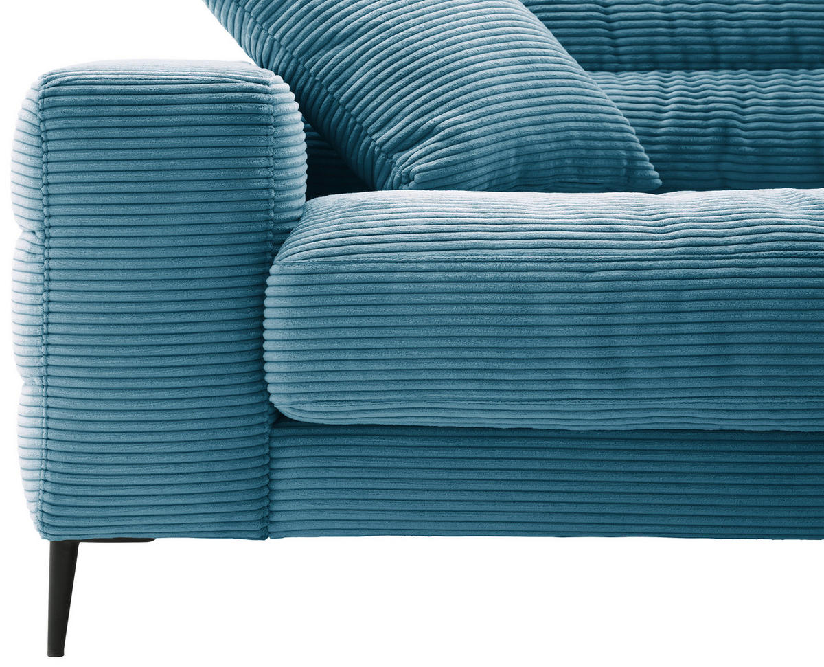 ECKSOFA in Cord Petrol  - Petrol/Schwarz, Design, Textil/Metall (296/207cm) - Dieter Knoll