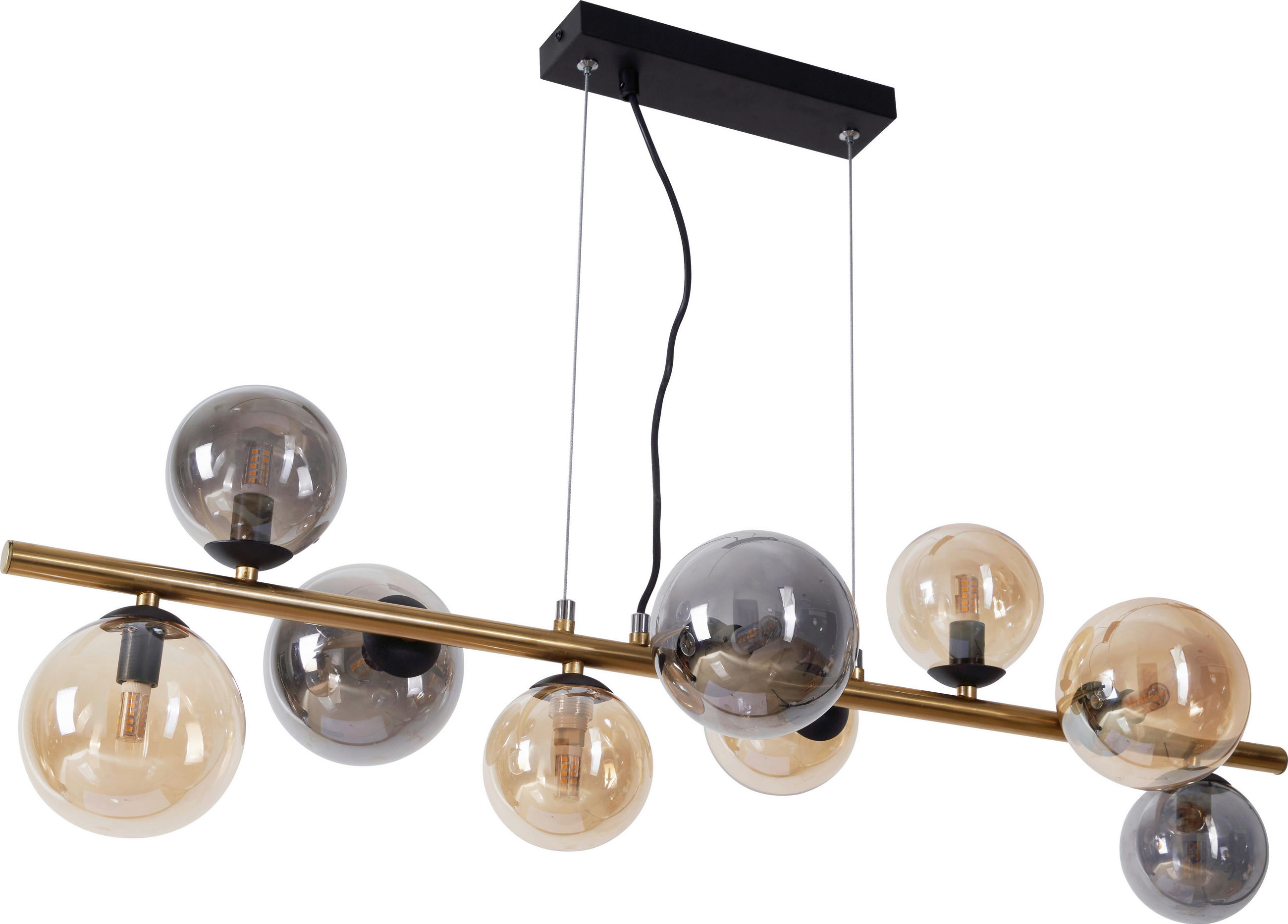 LED-HÄNGELEUCHTE Amberok 86,6/36/120 cm  - Goldfarben/Bernsteinfarben, LIFESTYLE, Glas/Metall (86,6/36/120cm) - Dieter Knoll