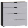 KOMMODE 90/87/43 cm  in Schwarz, Hellgrau, Hellbraun  - Hellbraun/Hellgrau, Design, Glas/Holzwerkstoff (90/87/43cm) - Jutzler