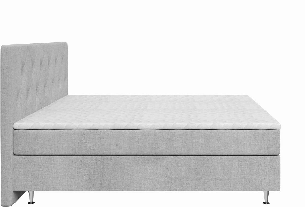 BOXSPRINGBETT 140/200 cm  in Hellgrau  - Silberfarben/Hellgrau, KONVENTIONELL, Textil/Metall (140/200cm) - Chameo
