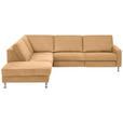 ECKSOFA in Mikrofaser Honig  - Alufarben/Honig, Design, Textil/Metall (242/275cm) - Dieter Knoll