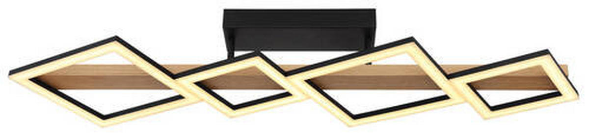 LED-DECKENLEUCHTE 35 W    92/30/13 cm  - Dunkelbraun/Opal, Natur, Holzwerkstoff/Kunststoff (92/30/13cm) - Globo