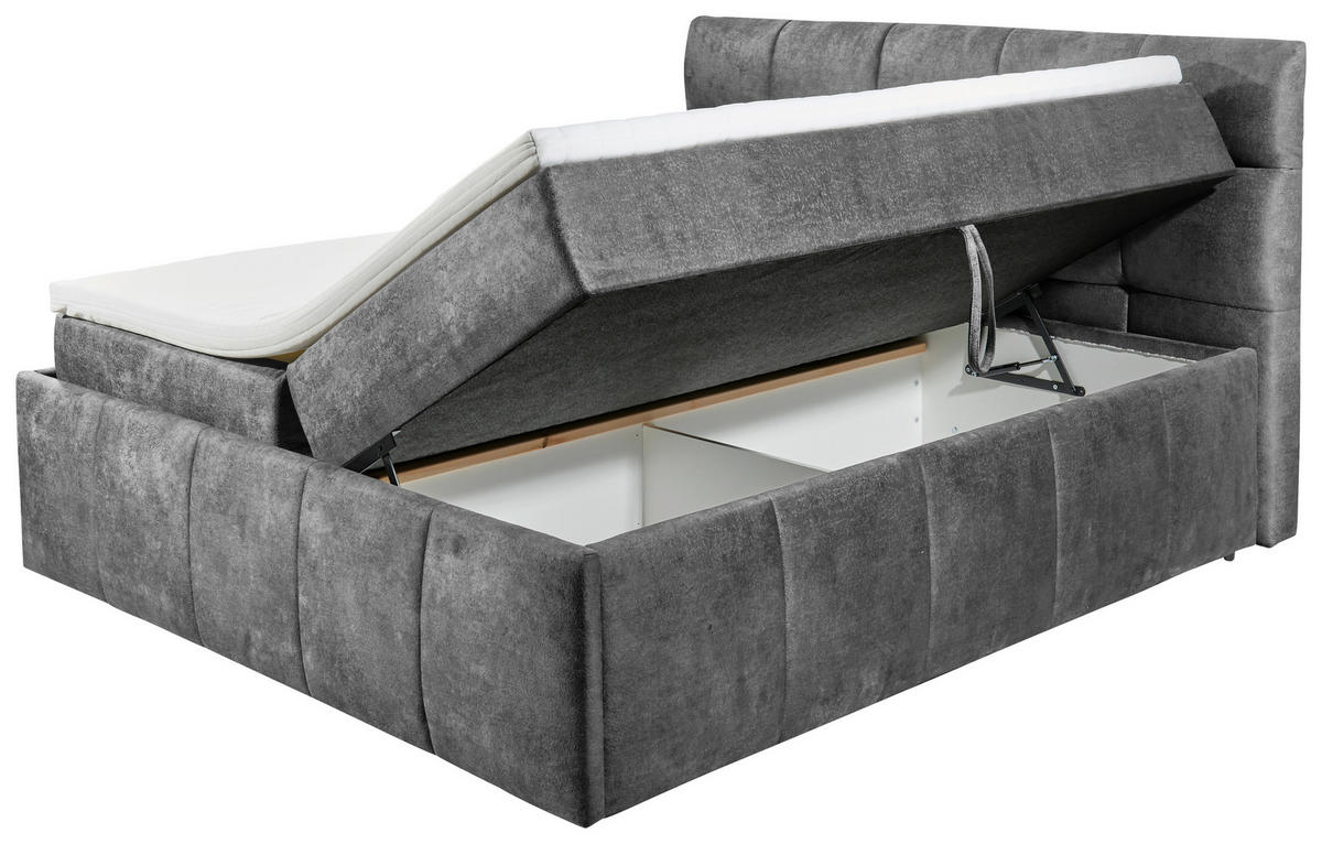 BOXBETT 180/200 cm  in Grau  - Schwarz/Grau, KONVENTIONELL, Kunststoff/Textil (180/200cm) - Modante
