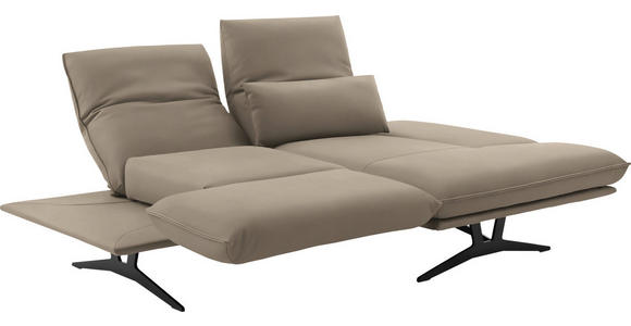 ECKSOFA in Echtleder Sandfarben 210/130 cm - Sandfarben/Schwarz, Design, Leder/Metall (210/130cm) - Dieter Knoll