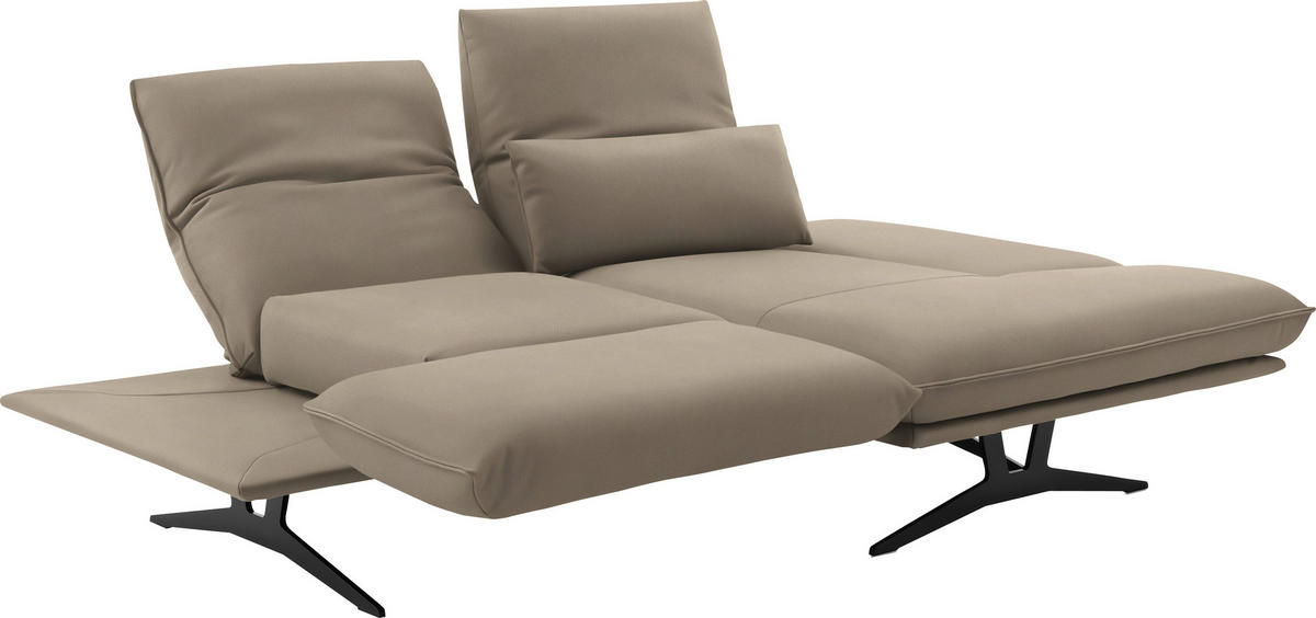 ECKSOFA in Echtleder Sandfarben  - Sandfarben/Schwarz, Design, Leder/Metall (210/130cm) - Dieter Knoll