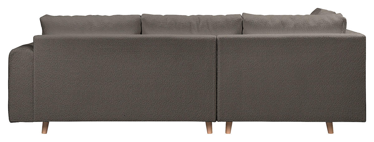 ECKSOFA inkl. Hocker Ariella in Bouclé Dunkelgrau  161/231 cm  - Dunkelgrau/Naturfarben, Design, Holz/Textil (161/231cm) - Livetastic
