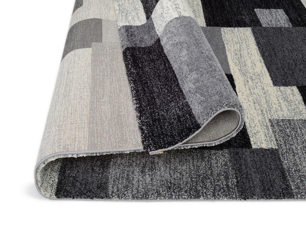 WEBTEPPICH 120/170 cm Astor Grid Grau, Schwarz  - Schwarz/Grau, Design, Textil (120/170cm) - Novel