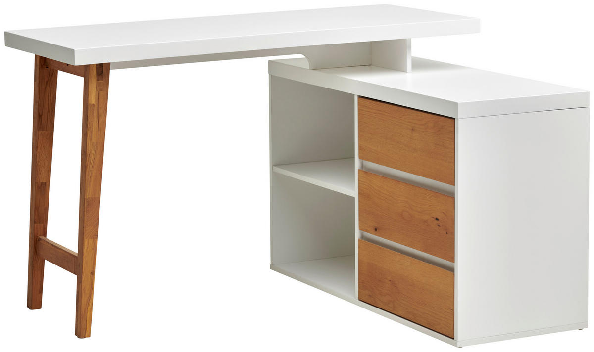 ECKSCHREIBTISCH  in Weiß, Eichefarben  - Eichefarben/Weiß, MODERN, Holz/Holzwerkstoff (120/76/100cm) - MID.YOU