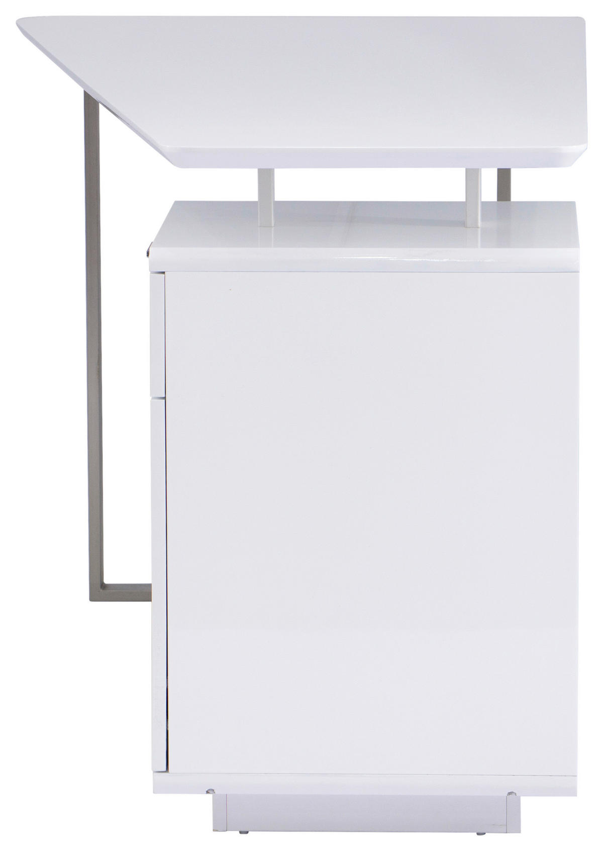 SCHREIBTISCH  in Weiss, Nickelfarben, Weiss Hochglanz  - Weiss Hochglanz/Chromfarben, Modern, Holzwerkstoff/Metall (150/76/74cm) - MID.YOU