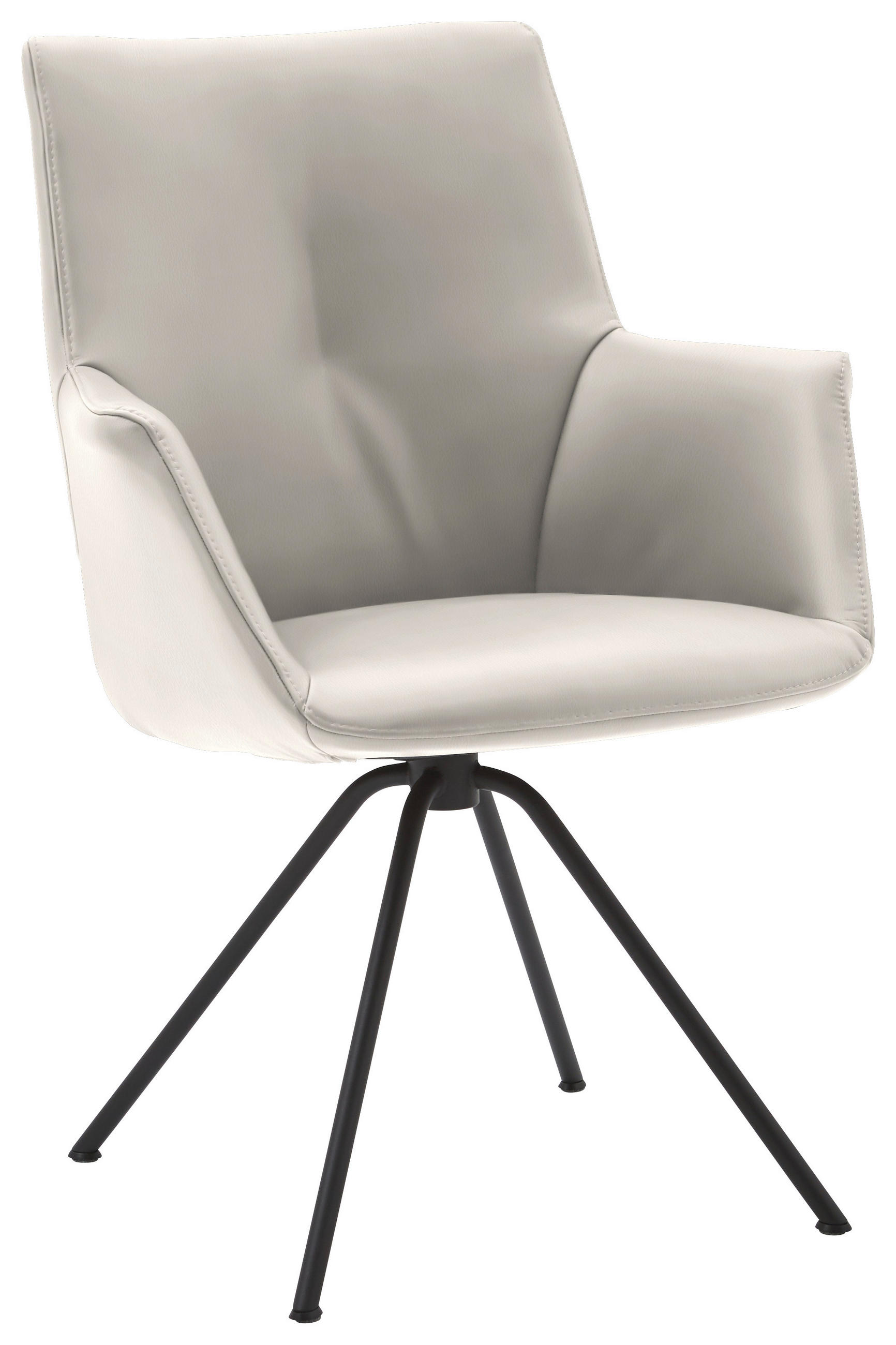 ARMLEHNSTUHL  in Stahl Echtleder pigmentiert  - Beige/Schwarz, Design, Leder/Metall (60/90/61cm) - Dieter Knoll