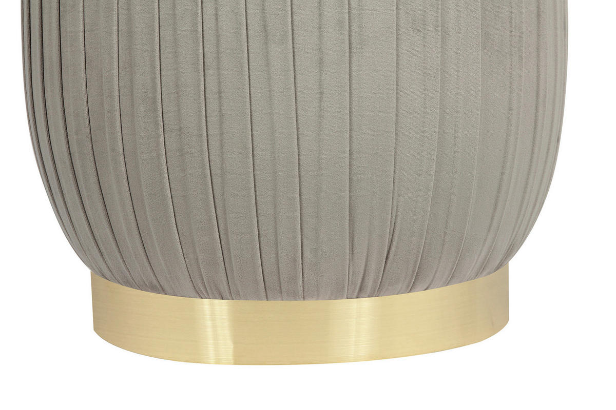 HOCKER Samt Grau  - Goldfarben/Grau, Design, Textil/Metall (43/42cm) - Kayoom