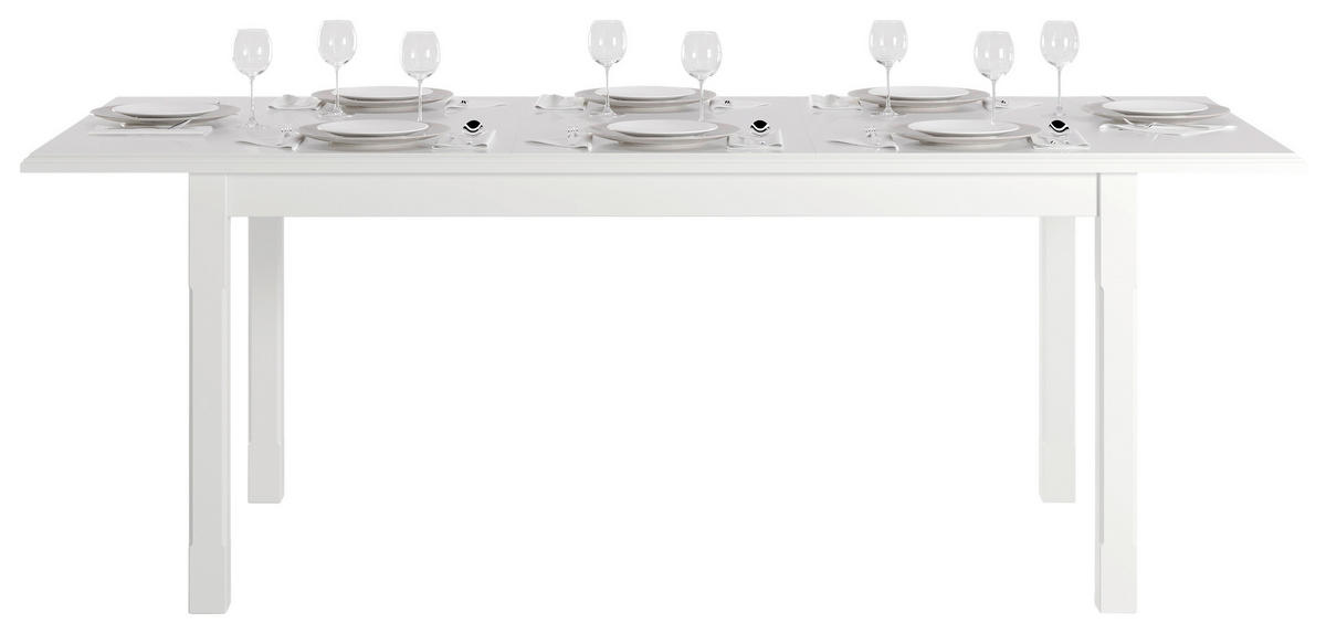 ESSTISCH Weiß rechteckig  ausziehbar  - Weiß, ROMANTIK / LANDHAUS, Holz/Holzwerkstoff (160/90/75cm) - Livetastic