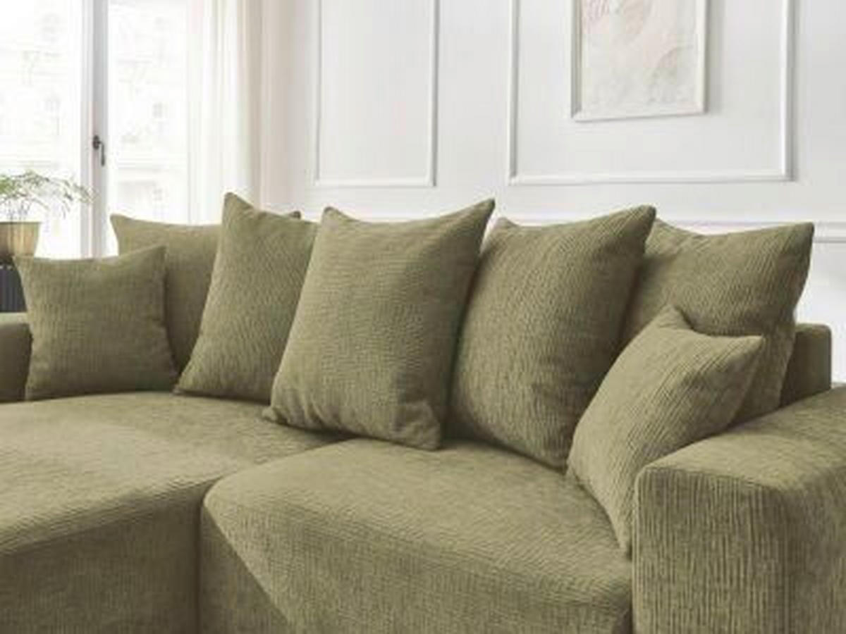 ECKSOFA Ottomane links  ATILLA Grün Struktur  - Schwarz/Grün, MODERN, Kunststoff/Textil (149/244cm)