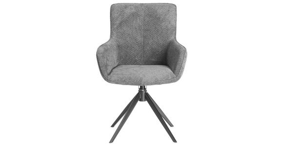 ARMLEHNSTUHL in Eisen Webstoff - Schwarz/Grau, Design, Textil/Metall (64/88/60cm) - Novel