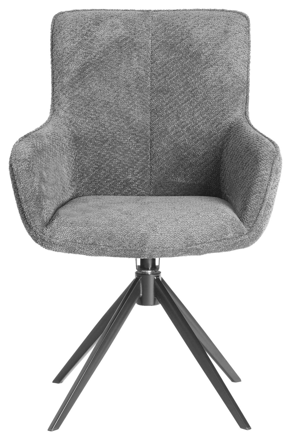 ARMLEHNSTUHL  in Eisen Webstoff  - Schwarz/Grau, Design, Textil/Metall (64/88/60cm) - Novel