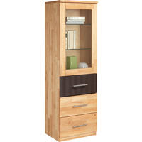 VITRINE in vollmassiv Erle Braun, Erlefarben  - Chromfarben/Erlefarben, Natur, Glas/Holz (50/160/41cm) - Linea Natura
