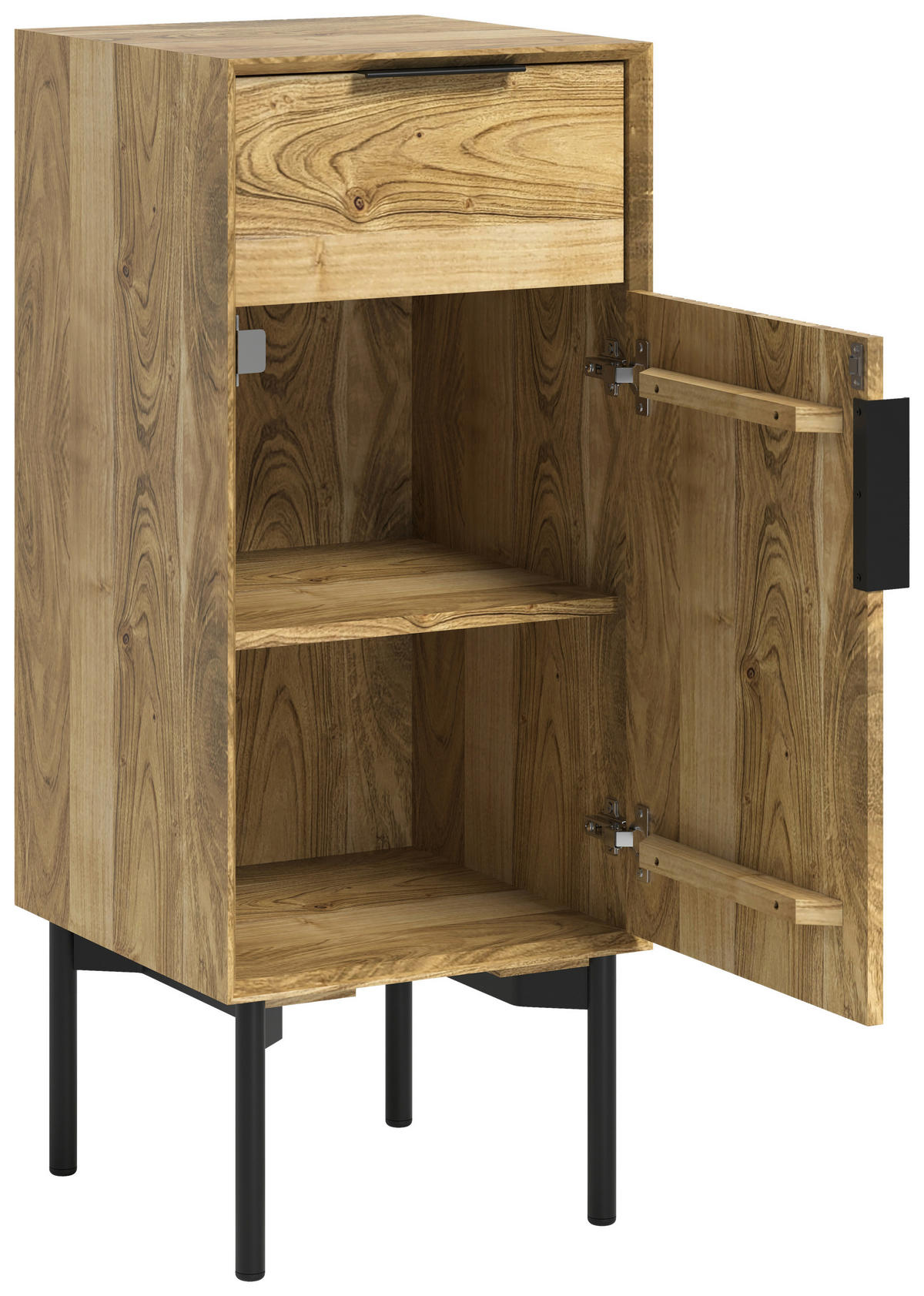 SPODNÁ SKRINKA, prírodná farba, prírodná farba, 41/101/42 cm - čierna/prírodná farba, Natur, kov/drevo (41/101/42cm) - Livetastic