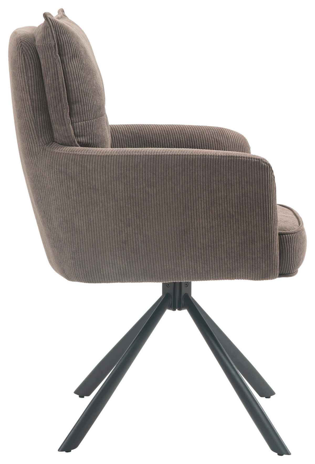 ARMLEHNSTUHL  in Eisen Cord  - Dunkelbraun/Schwarz, Design, Textil/Metall (60/95/67cm) - Novel