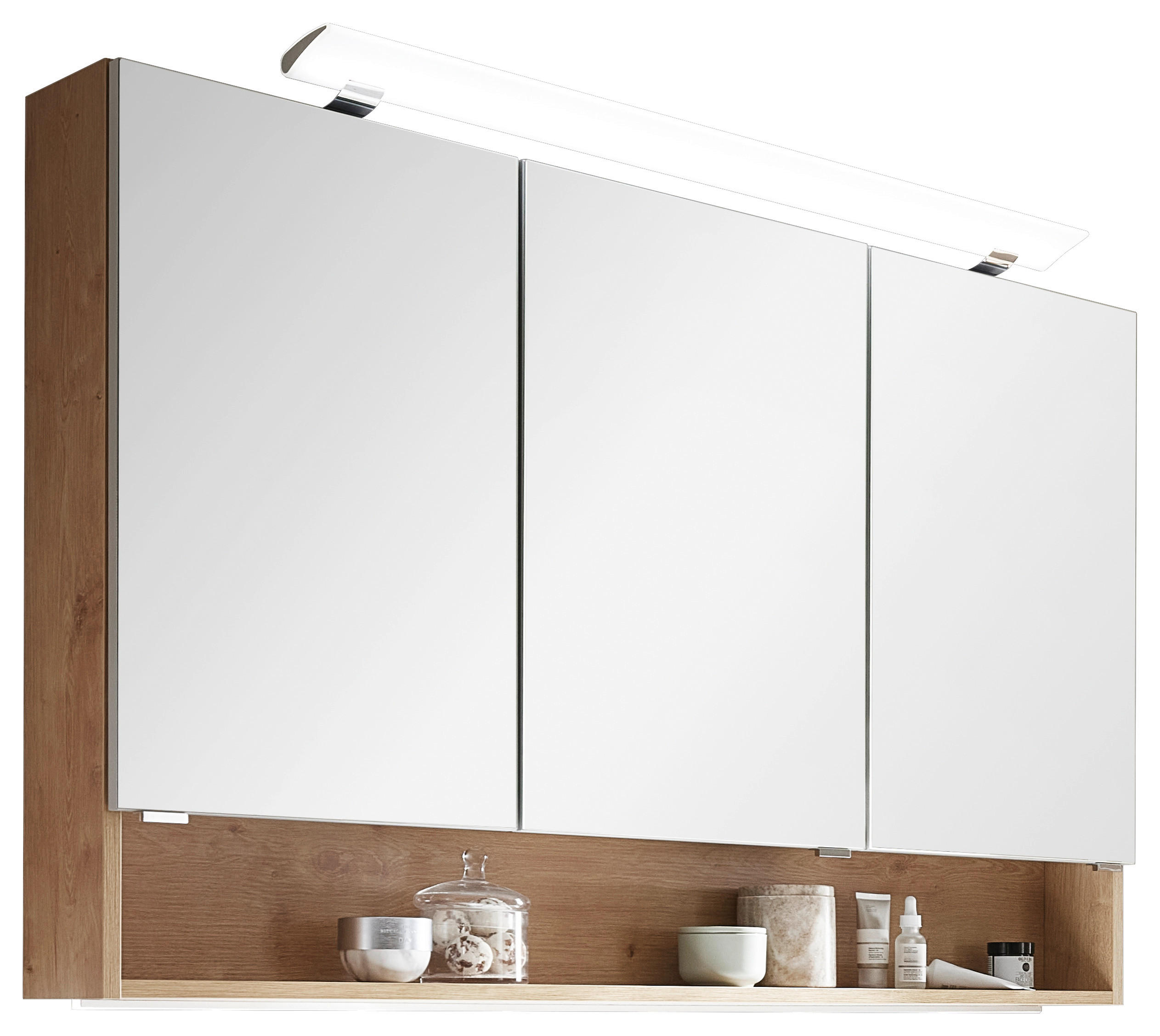 SPIEGELSCHRANK 120/80/15 cm  - Chromfarben/Eichefarben, Design, Glas/Holzwerkstoff (120/80/15cm) - Novel