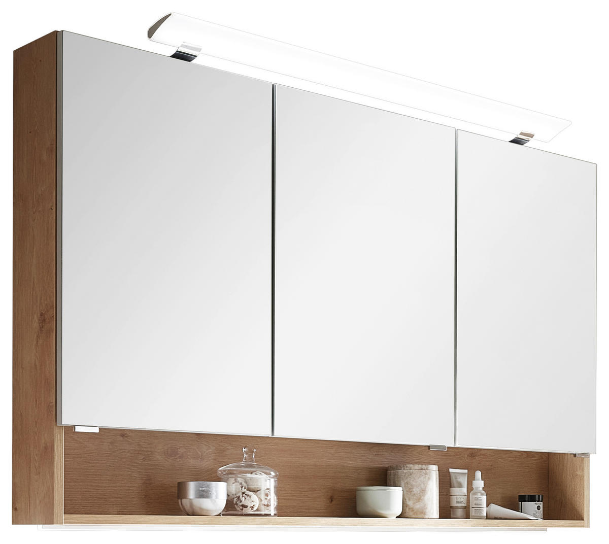 SPIEGELSCHRANK 120/80/15 cm  - Chromfarben/Eichefarben, Design, Glas/Holzwerkstoff (120/80/15cm) - Novel