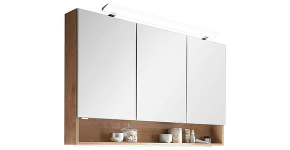 SPIEGELSCHRANK 120/80/15 cm  - Chromfarben/Eichefarben, Design, Glas/Holzwerkstoff (120/80/15cm) - Novel