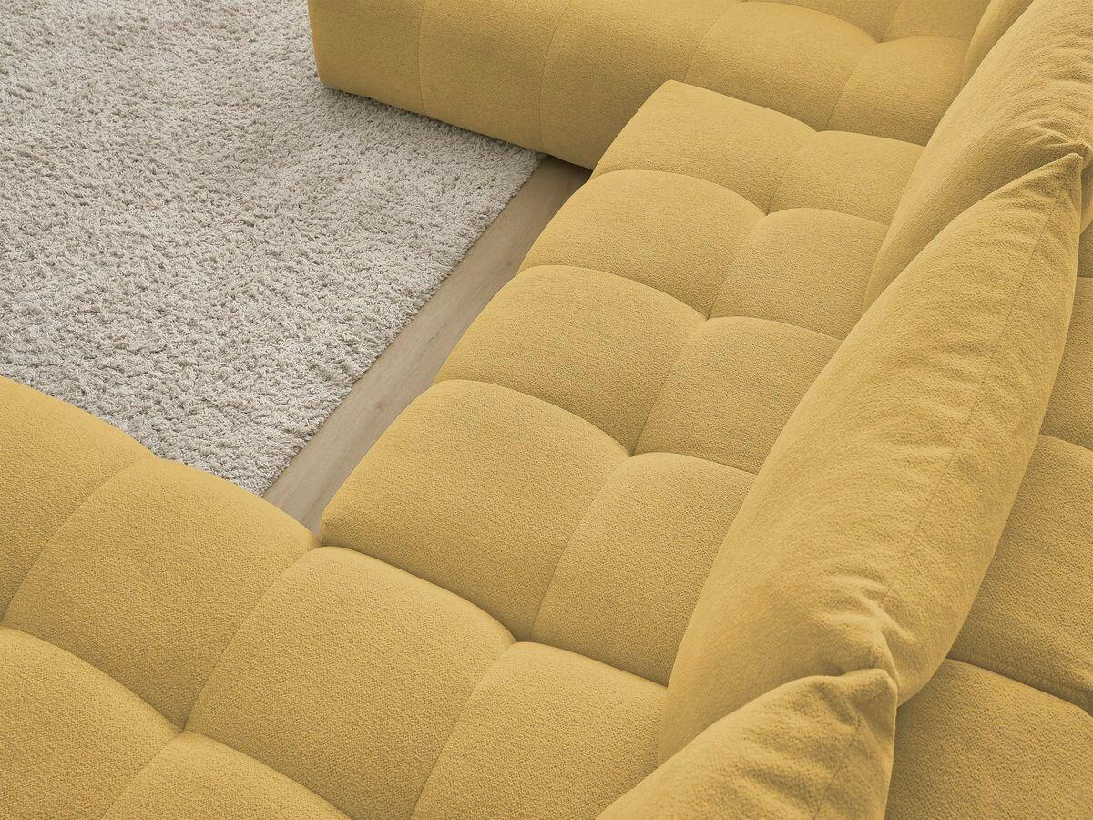 ECKSCHLAFSOFA EVEREST  mit Rücken echt, Armteil links, Armteil rechts Flachgewebe Gelb  - Gelb/Schwarz, MODERN, Kunststoff/Textil (212/423/198cm)