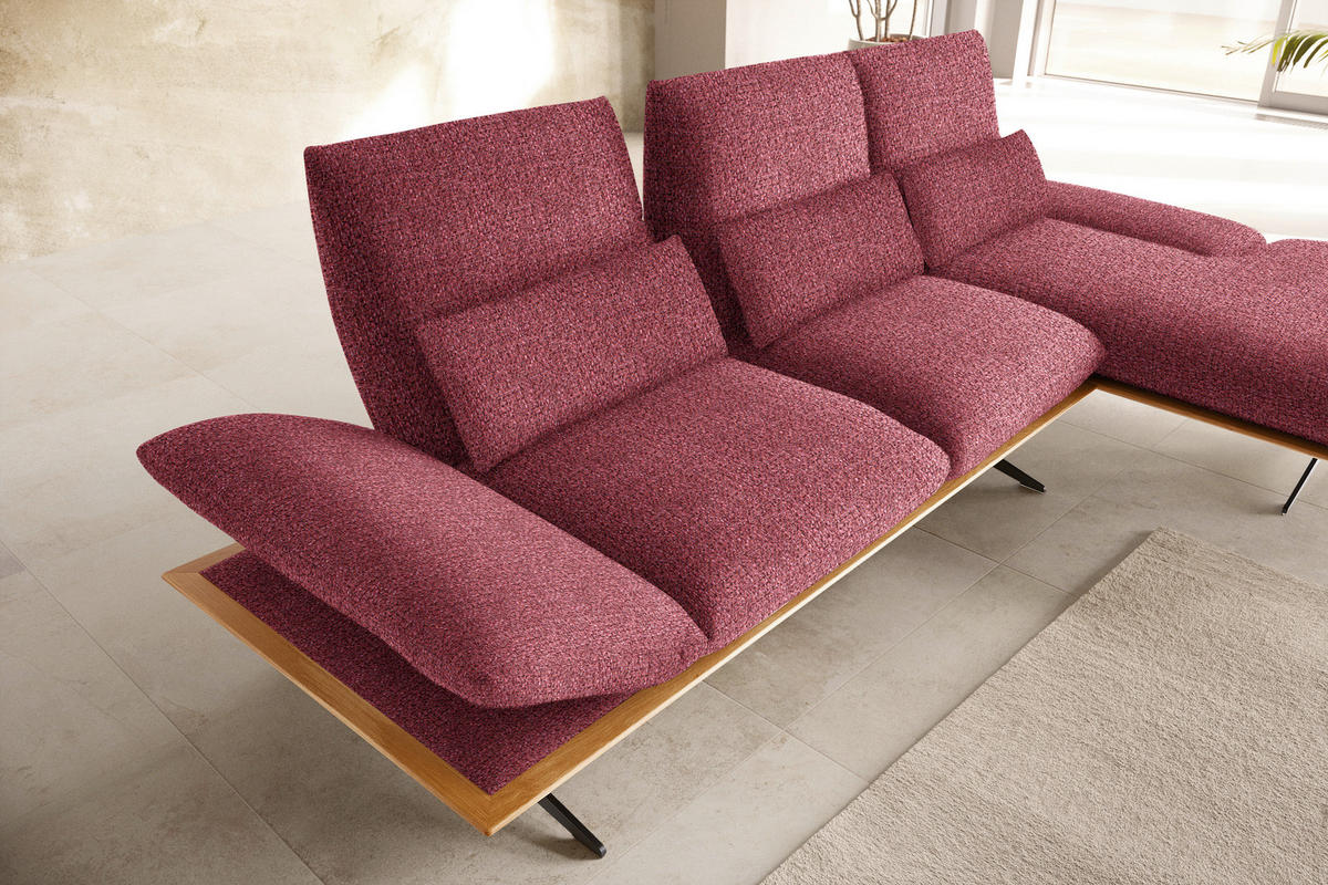 ECKSOFA in Flachgewebe Rot  - Rot/Schwarz, Design, Holz/Textil (314/159cm) - Dieter Knoll