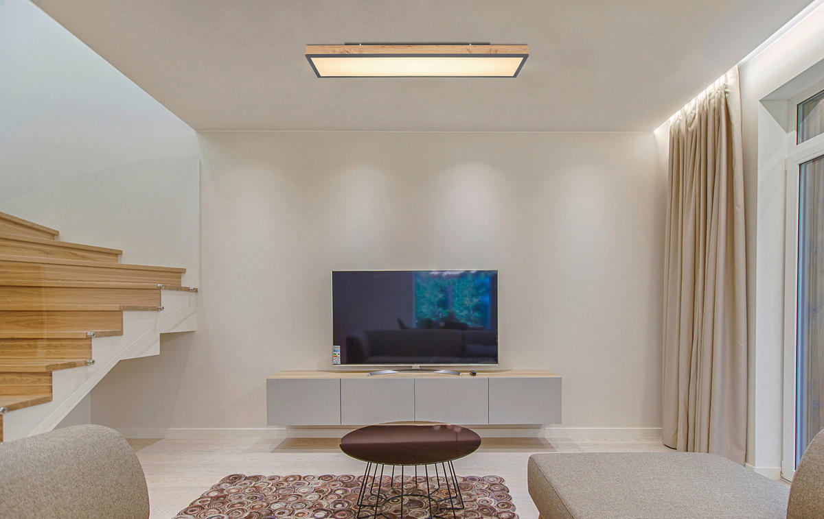 LED-TAKLAMPA DORO 24 W  - opal/grafitfärgad, Basics, metall/plast (80/20cm) - Globo