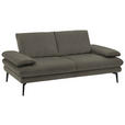 2,5-SITZER in Velours Grau  - Beige/Schwarz, Design, Textil/Metall (196/89/104cm) - Dieter Knoll