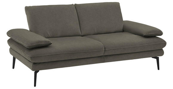 2,5-SITZER in Velours Grau - Beige/Schwarz, Design, Textil/Metall (196/89/104cm) - Dieter Knoll