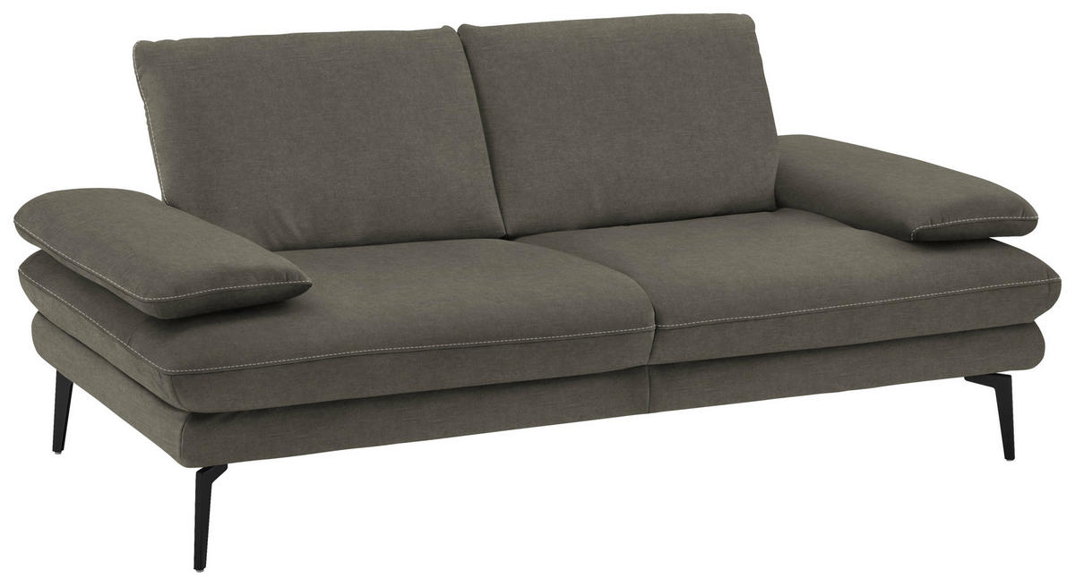 2,5-SITZER in Velours Grau  - Beige/Schwarz, Design, Textil/Metall (196/89/104cm) - Dieter Knoll