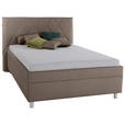 POLSTERBETT Matratze, Lattenrost, Bettkasten 140/200 cm  in Cappuccino  - Birkefarben/Silberfarben, KONVENTIONELL, Holz/Textil (140/200cm) - Esposa