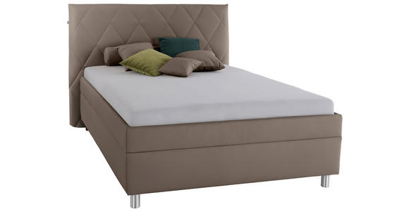 POLSTERBETT Matratze, Lattenrost, Bettkasten 140/200 cm  in Cappuccino  - Birkefarben/Silberfarben, KONVENTIONELL, Holz/Textil (140/200cm) - Esposa