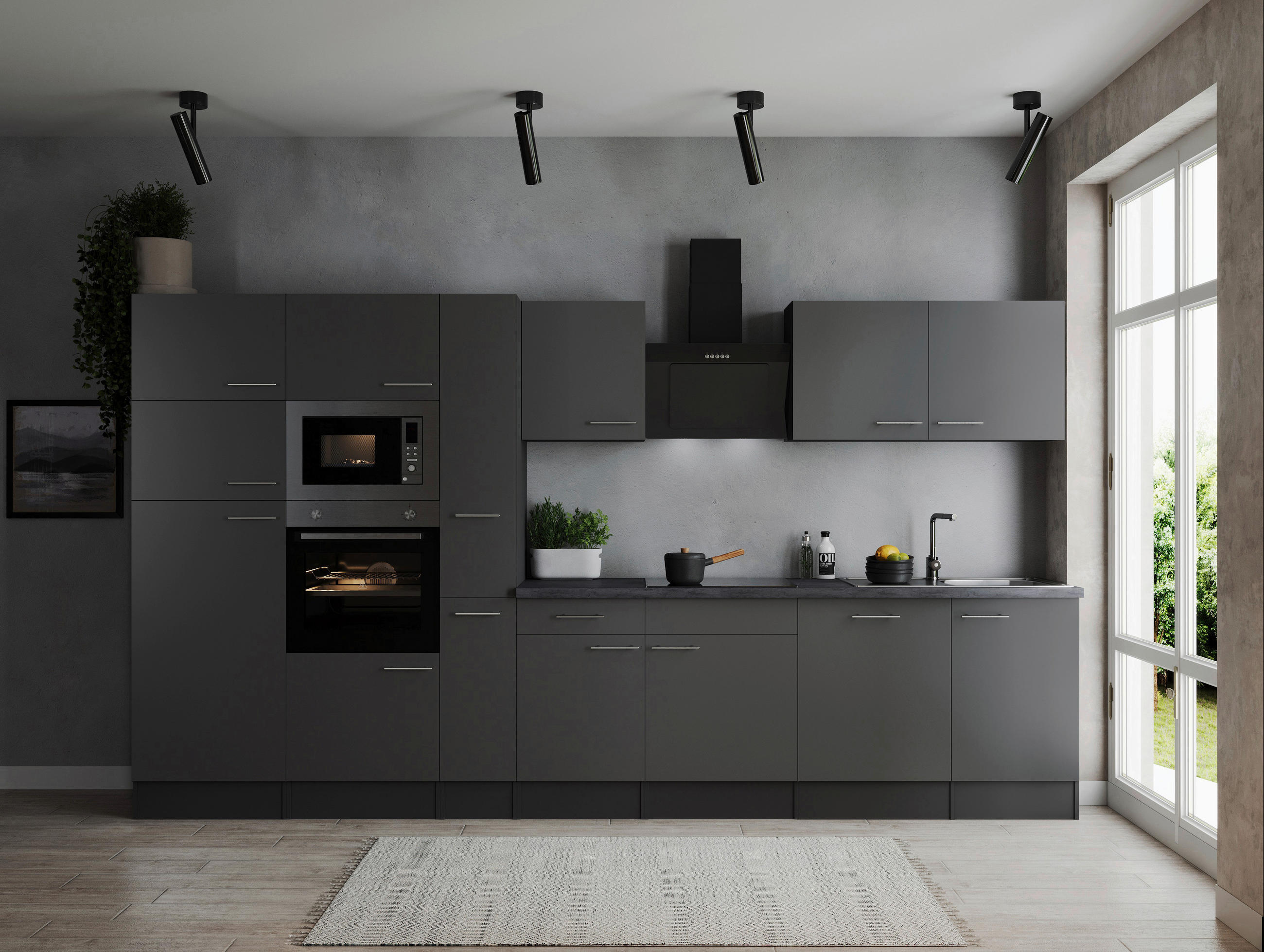 MODULKÖK 370 cm i grå - silver/grå, Design, metall/trämaterial (370cm) - Respekta