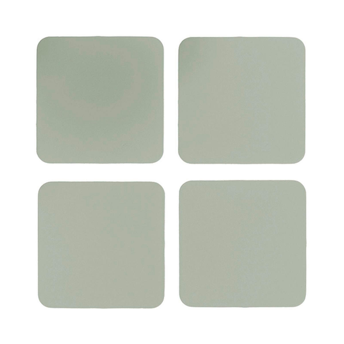 GLASUNTERSETZER  - Salbeigrün, Basics, Leder (10/10/0.2cm)