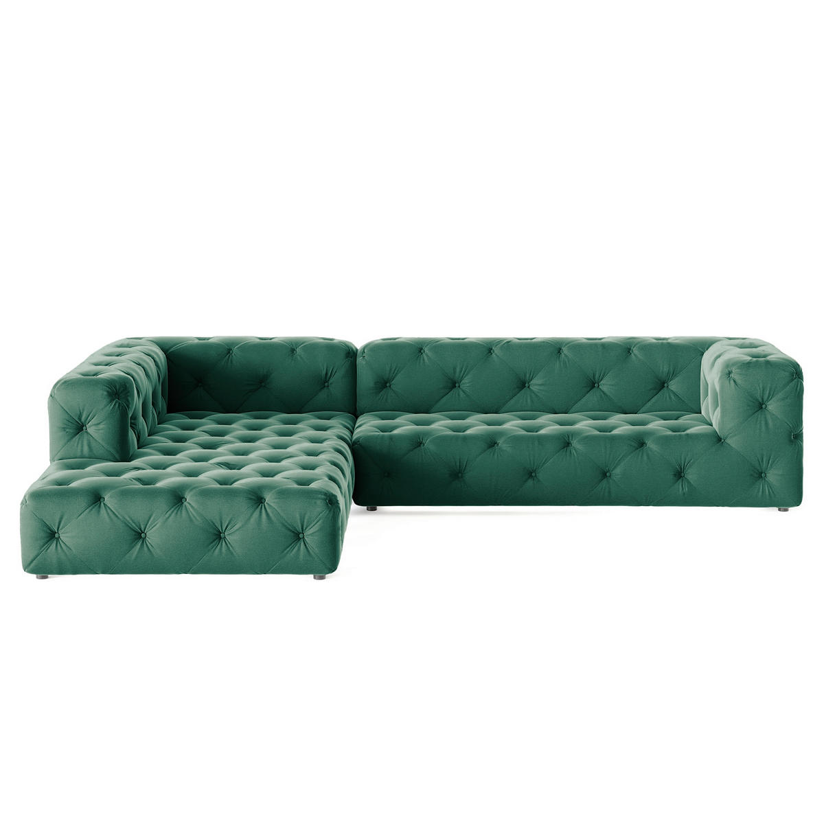 ECKSOFA Samt Dunkelgrün  - Dunkelgrün/Schwarz, Design, Kunststoff/Textil (228/325cm) - P & B