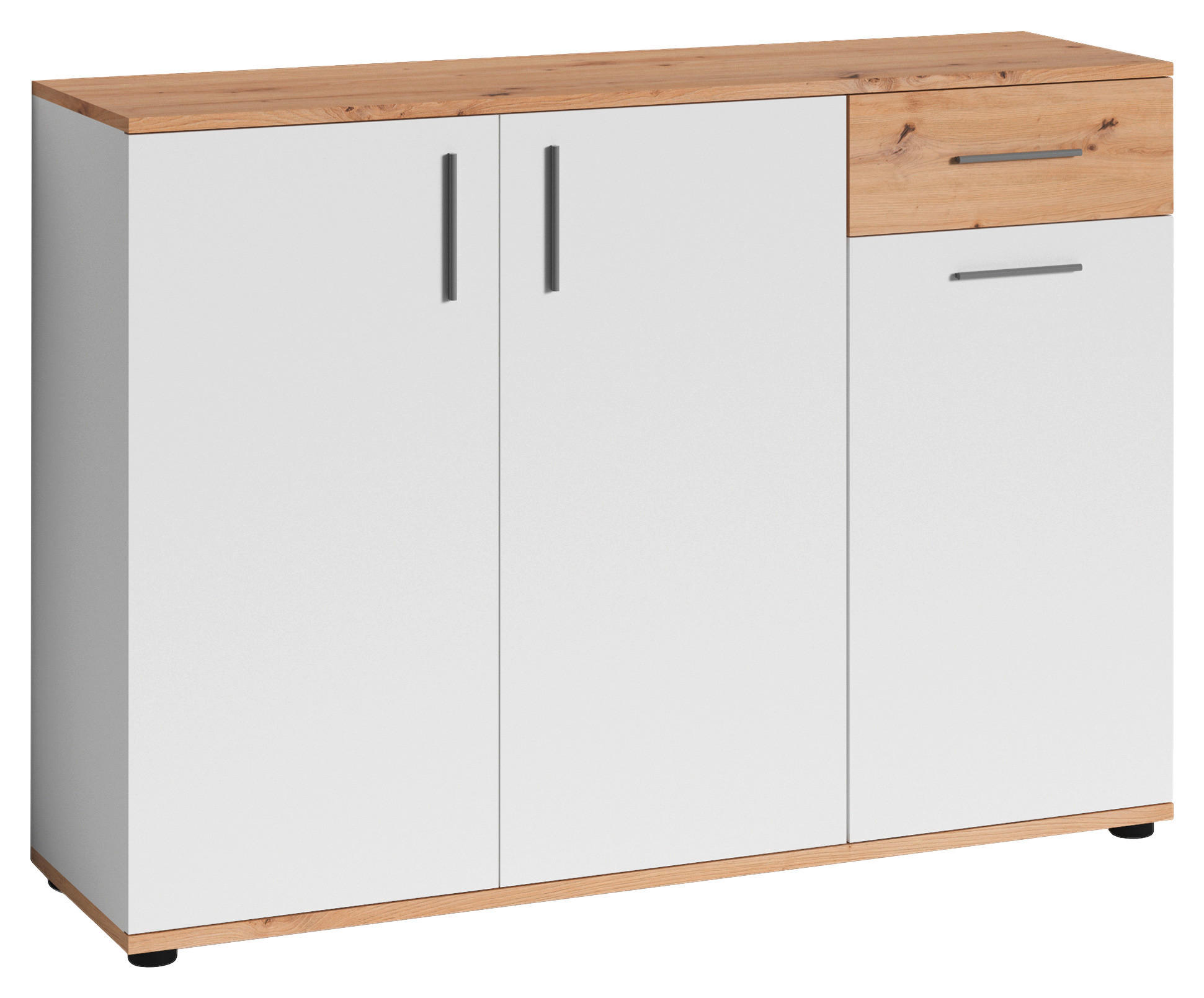 KOMMODE Jakob in 110/83,5/35,5 cm - Silberfarben/Schwarz, MODERN, Holzwerkstoff/Kunststoff (110/83,5/35,5cm) - MID.YOU