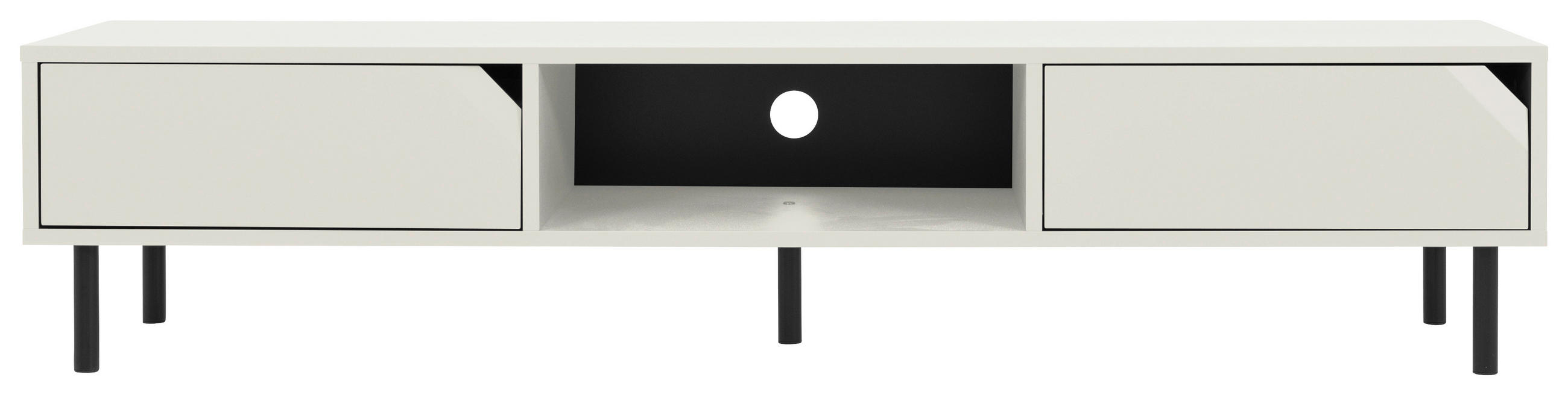 LOWBOARD in 176,5/39/43 cm - Schwarz/Weiß, Design, Holzwerkstoff/Metall (176,5/39/43cm)