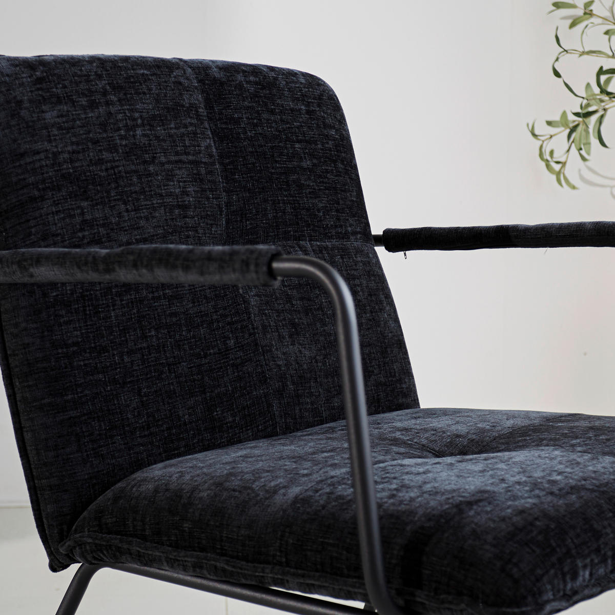 SESSEL in Chenille Schwarz  - Schwarz, MODERN, Textil/Metall (65/80/68cm) - MID.YOU