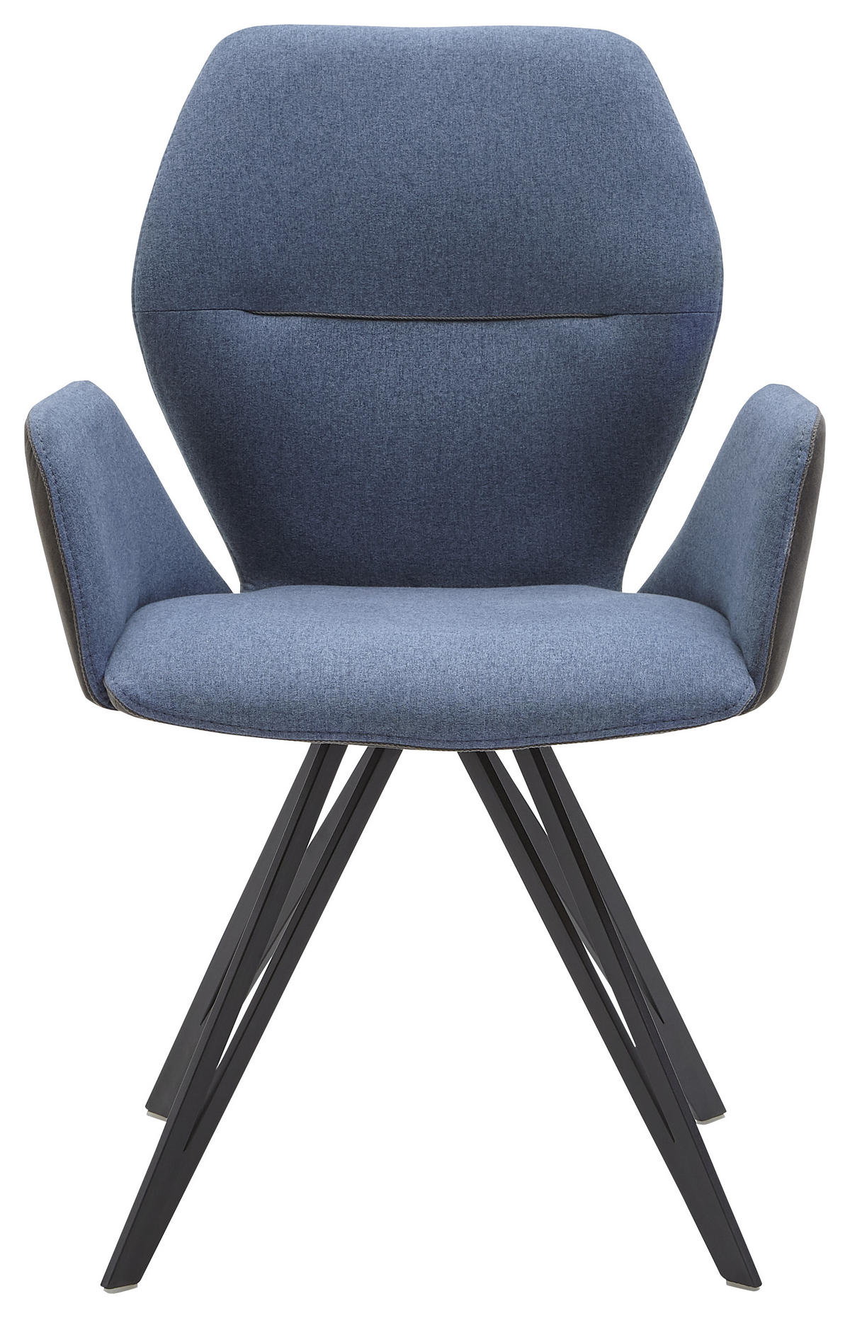 ARMLEHNSTUHL  in Eisen Webstoff, Mikrofaser  - Blau/Anthrazit, Design, Textil/Metall (62/91/59cm) - Valnatura