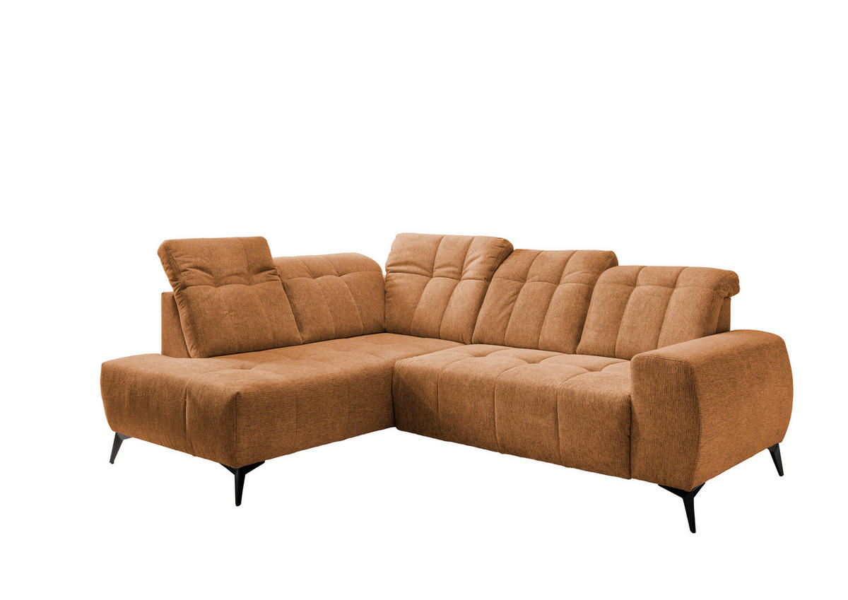 ECKSOFA in Chenille Currygelb  - Currygelb/Schwarz, Modern, Textil/Metall (200/261cm) - Livetastic