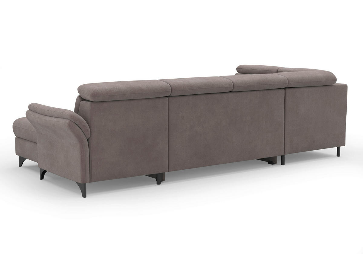WOHNLANDSCHAFT GLENDALE E in Flachgewebe Taupe  - Taupe/Schwarz, KONVENTIONELL, Textil/Metall (193/321/166cm) - Sit & More
